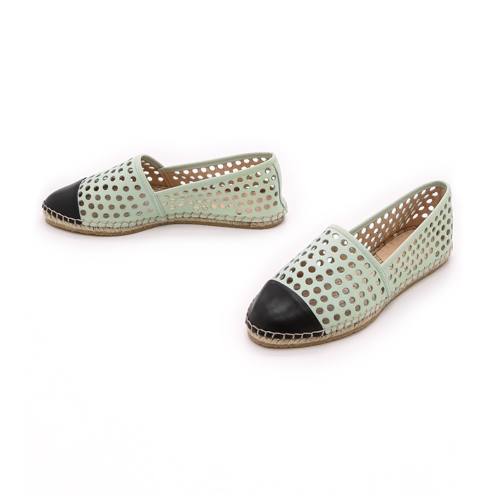 Loeffler Randall mint leather cut out espadrille